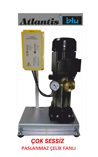 ATLANTİS YKSS 12-8KT 4.HP 380V TEK POMPALI PASLANMAZ ÇELİK FANLI PAKET HİDROFOR