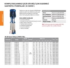 Etna KI 20/4-55  7.5Hp 380V Komple Paslanmaz Çelik Dik Milli Çok Kademeli Kompakt Yapılı İnline Bağlantılı Santrifüj Pompa - 2900 d/dk (Aisi 304)