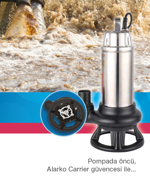 ALARKO WQCND 15-15    2 HP 380V  PASLANMAZ PARÇALAYICI BIÇAKLI DALGIÇ POMPA