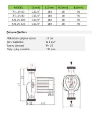 Atlas  VFPUMP 25   DN25  ATL-25-120  Frekans Konvertörlü Sirkülasyon Pompa