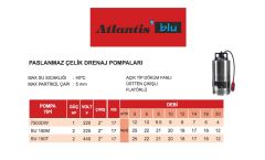 ATLANTİS SU 150T  2HP 380V  PASLANMAZ ÇELİK DRENAJ DALGIÇ POMPA