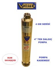 Vortex 6 GM - 10  1Hp  4\'\' Noril Fanlı Krom Başlıklı Derin Kuyu Çıplak Tek Dalgıç Pompa (Pompa Kademesi)