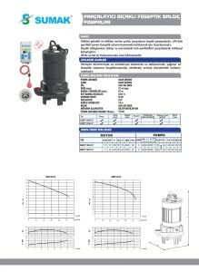 SUMAK SBRT 100/2-P 7.5kW 10HP ÖZEL PARÇALAYICI BIÇAKLI DALGIÇ POMPA