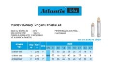 Atlantis Blu 4 SKM 100  1Hp 220V  4\'\' Çaplı Yüksek Basınçlı Dalgıç Pompa - 12 metre kablolu ve panolu (1\'\' Çıkışlı-Yıldız Fanlı)