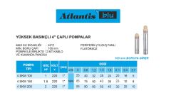 Atlantis Blu 4 SKM 150  1.5Hp 220V  4\'\' Çaplı Yüksek Basınçlı Dalgıç Pompa - 12 metre kablolu ve panolu (1\'\' Çıkışlı-Yıldız Fanlı)
