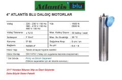 Atlantis 4ATB 100M  1Hp 220V  4'' Dalgıç Motor