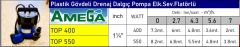 Amega TOP 400  400W Plastik Gövdeli Temiz Su Elektrikli Seviye Flatörlü Drenaj Dalgıç Pompa