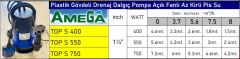 Amega TOP S 750  750W Plastik Gövdeli Açık Fanlı Az Kirli Pis Su Drenaj Dalgıç Pompa