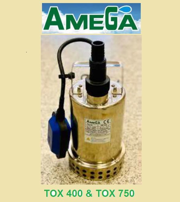 Amega TOX 400  400W Çelik Gövdeli Temiz Su Elektrikli Seviye Flatörlü Drenaj Dalgıç Pompa