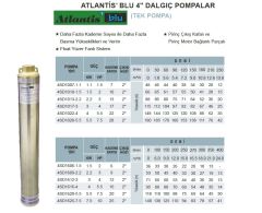 Atlantis Blu  4SD418-1.5   2Hp  4\'\' Tek Dalgıç Pompa-Çok Kademeli (Kademe-Motorsuz)