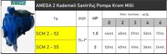 Amega SCM 2 - 52  1.5Hp 220V Krom Milli Çift Kademeli Santrifüj Pompa