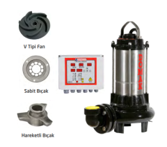 DOMAK AST1025 B5 - 5.5 HP 380V PARÇALAYICI BIÇAKLI ATIK SU DALGIÇ POMPA