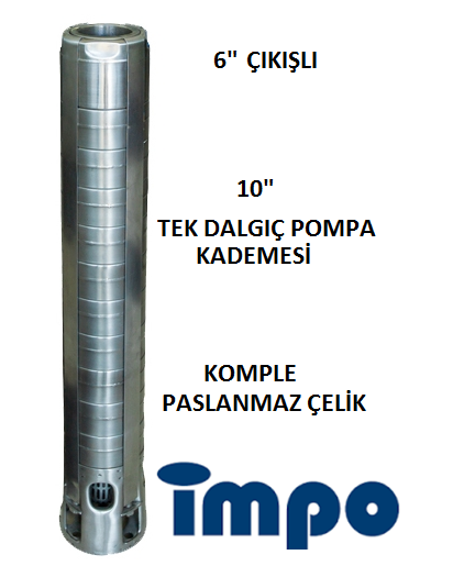 İMPO SS 10160/03A - 50 HP TEK KOMPLE PASLANMAZ ÇELİK DALGIÇ POMPA KADEMESİ