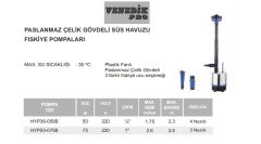 Venedik Pro HYP36-050B  50W 220V Paslanmaz Çelik Gövdeli Süs Havuzu Fıskiye Pompası (4 Nazıllı)